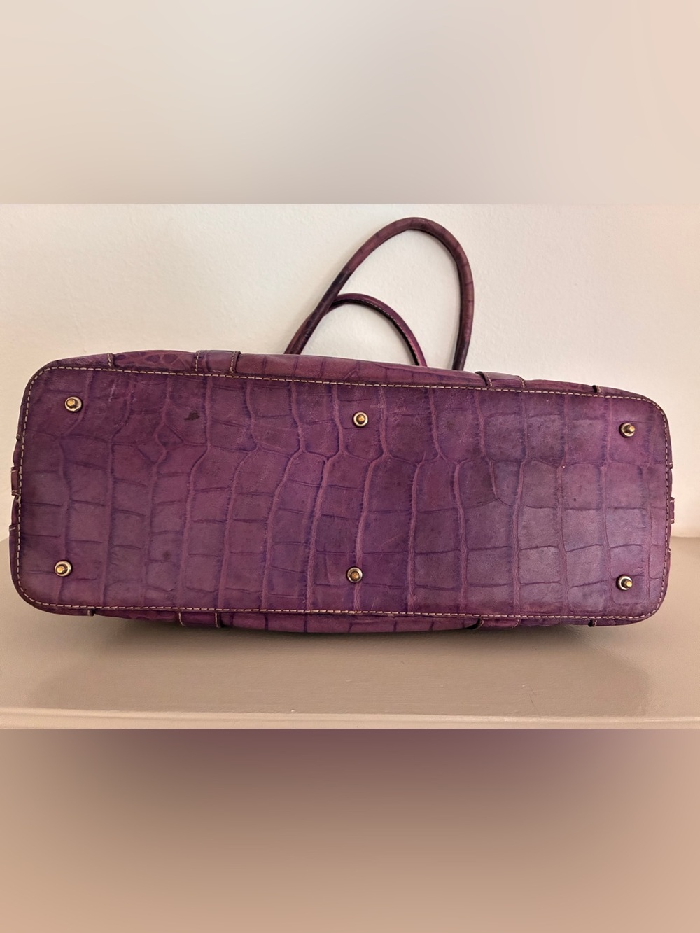 Dooney & Bourke Purple Embossed Croc Leather Satchel Shoulder Bag Y2K - Picture 7 of 16